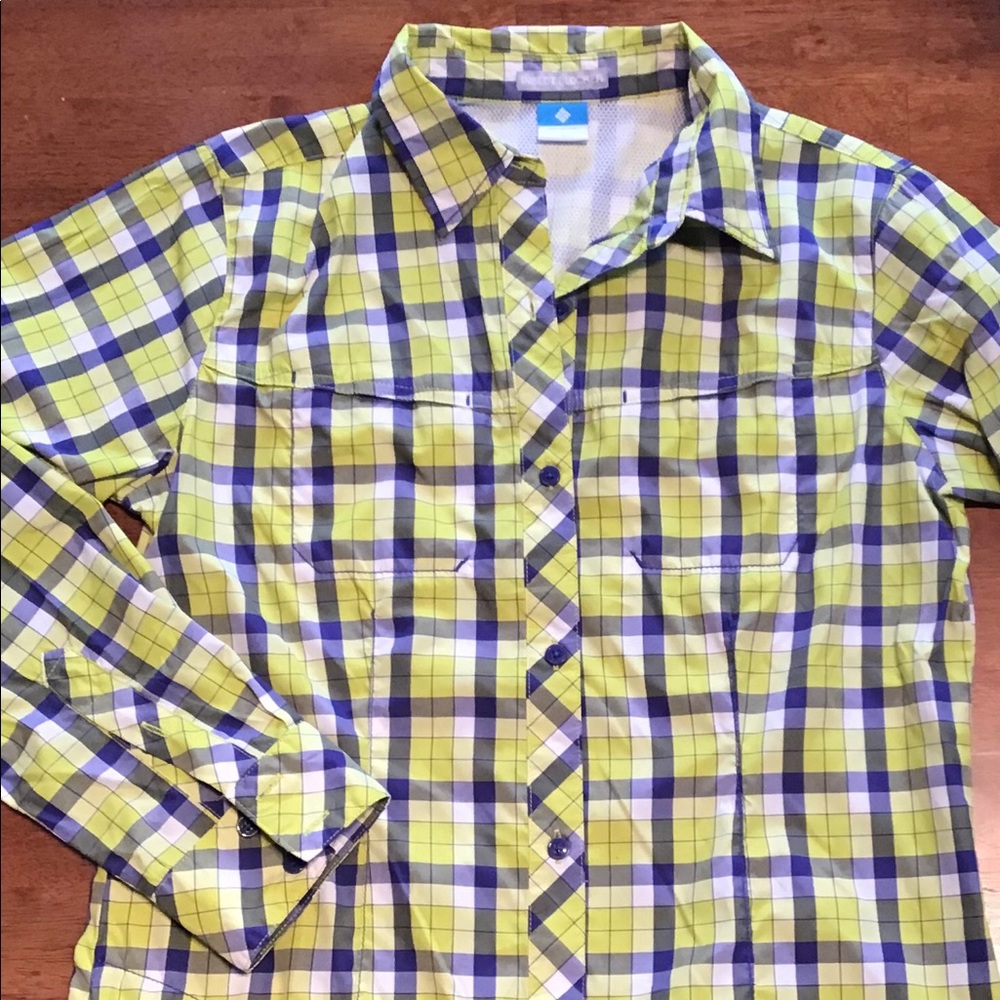Women’s blue & yellow ~COLUMBIA shirt/ size M